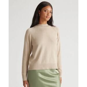 QUINCE Women's Mock Neck Sweater In Cement Marl Organic Cotton XS